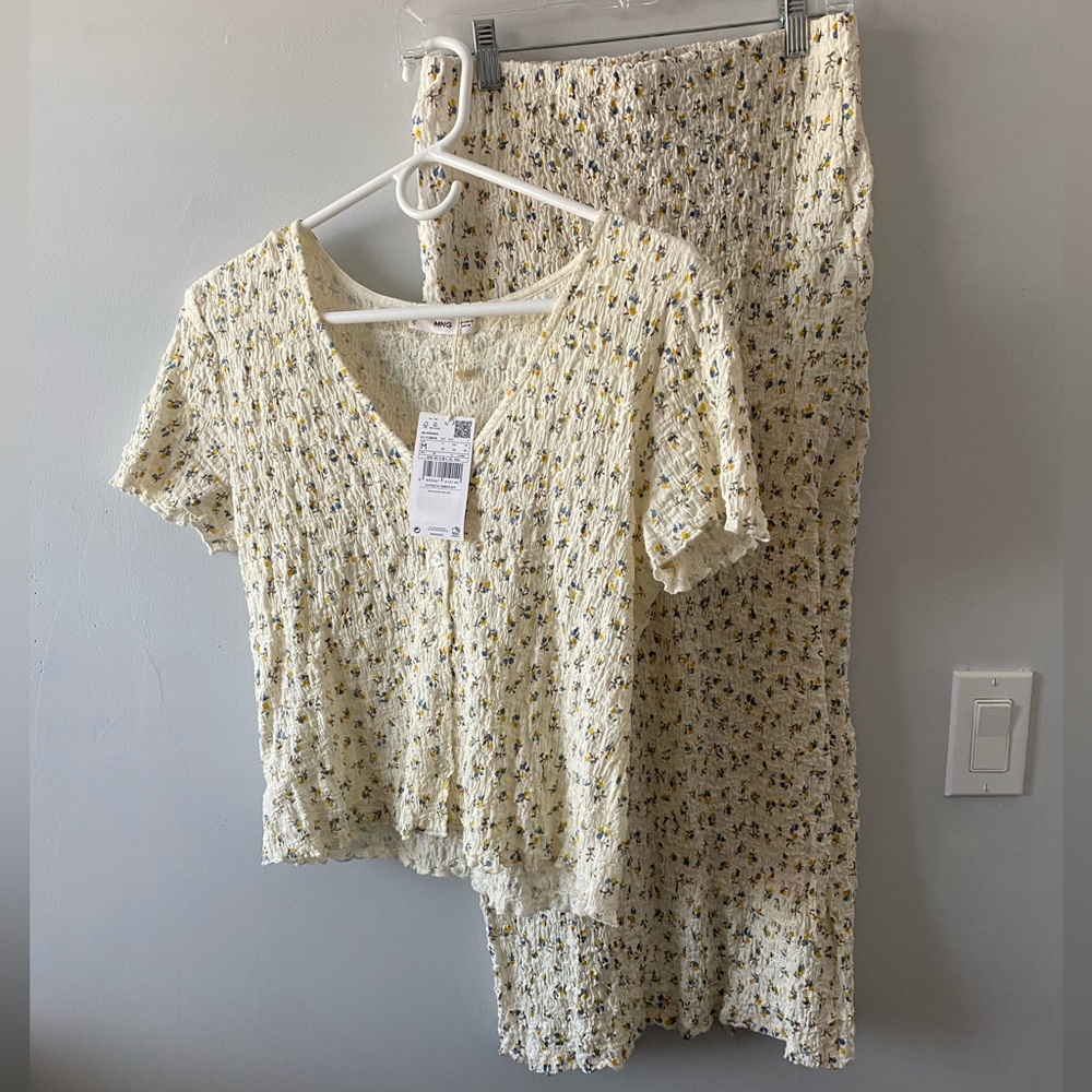 MANGO Textured Cotton Matching Set Size Medium